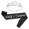40th Birthday Sash and Tiara for Women, Forty and Fabulous Party Decorations (Black Satin)